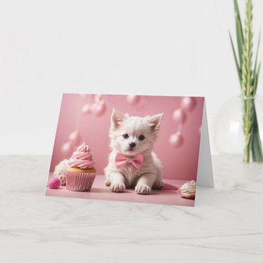 Schattige Dog Pink Funny Humor Gefeliciteerd Kaart (Voorkant)