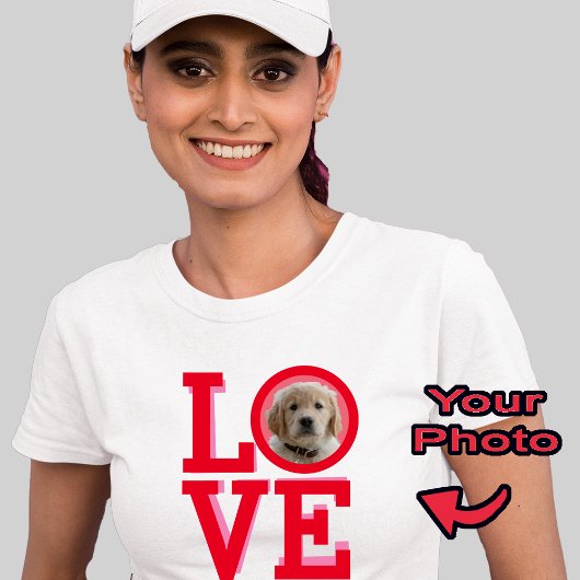 Schattige Dog Puppy Liefde Gepersonaliseerde Foto  T-shirt