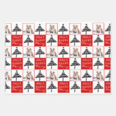 Schattige Dog Puppy Pet Foto Rode Kerstboom Inpakpapier Vel (Voorkant 2)