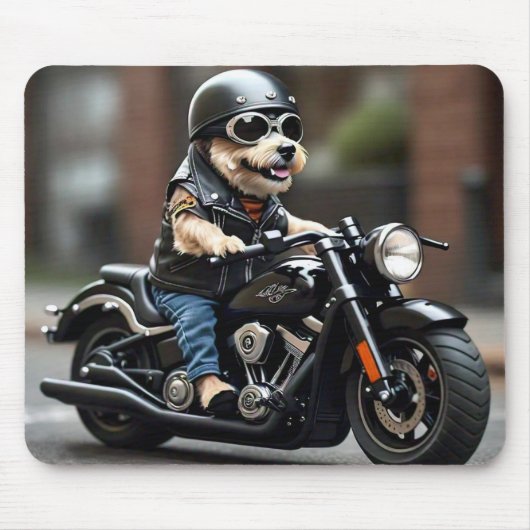 Schattige Dog Riding Motorcycle Muismat (Voorkant)