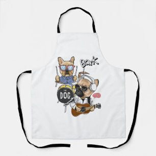 Schattige Dog Rock Band speelt gitaar Essential T- Schort