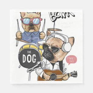 Schattige Dog Rock Band speelt gitaar Essential T- Servet