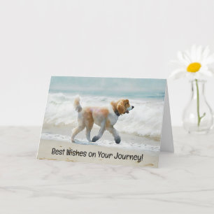Schattige Dog Running Beach Art Journey Job Kaart