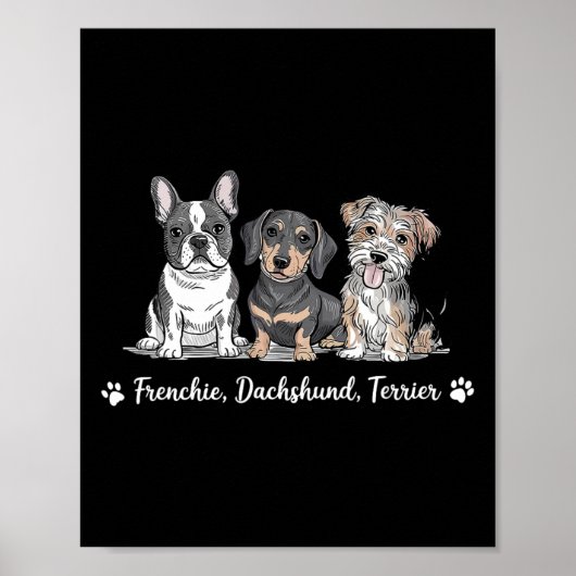 Schattige Dog Trio Art Poster (Voorkant)
