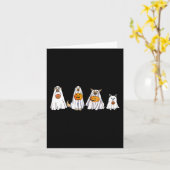 Schattige Dog verkleed als Ghost Halloween Fun Boo Kaart (Gele Bloem)