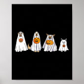 Schattige Dog verkleed als Ghost Halloween Fun Boo Poster (Voorkant)