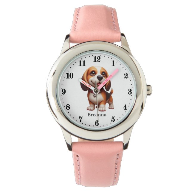 Schattige Dog voeg naam toe Horloge (Voorkant)