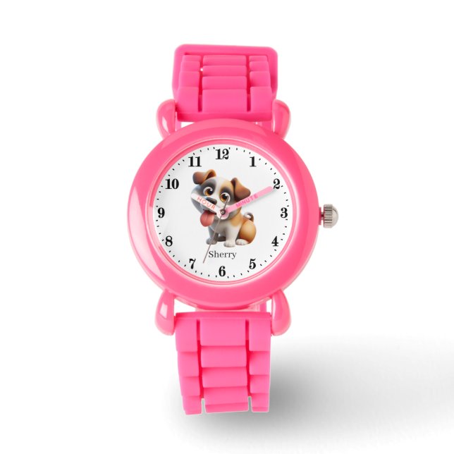 Schattige Dog voeg naam toe Horloge (Voorkant)
