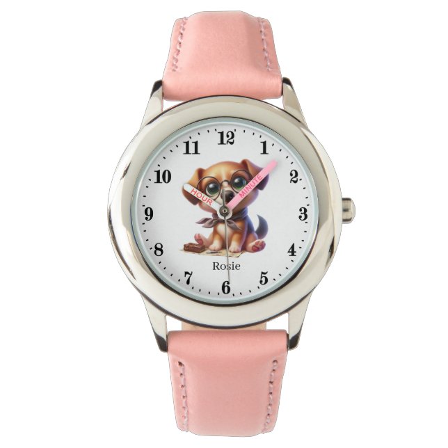 Schattige Dog voeg naam toe Horloge (Voorkant)