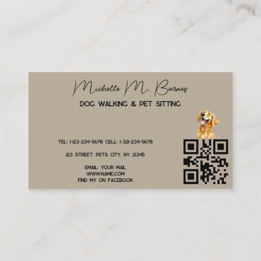 Schattige Dog Walker Groomer QR Code Grijs Visitekaartje (Achterkant)