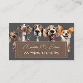 Schattige Dog Walker Groomer QR Code Grijs Visitekaartje (Voorkant)