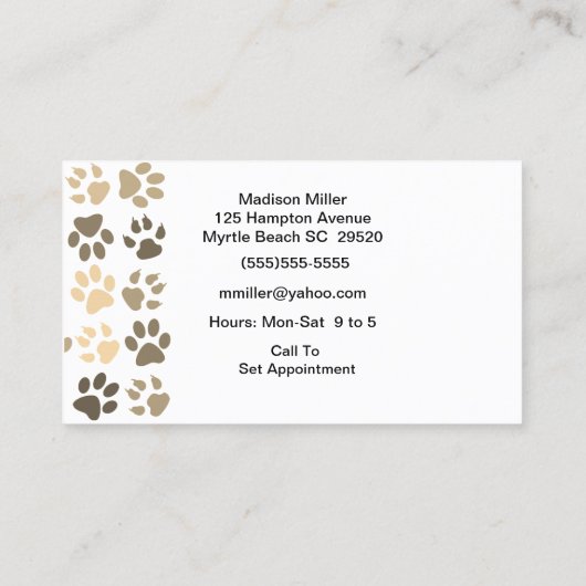 Schattige Dog Walker / Pet Sitter Visitekaartje (Achterkant)