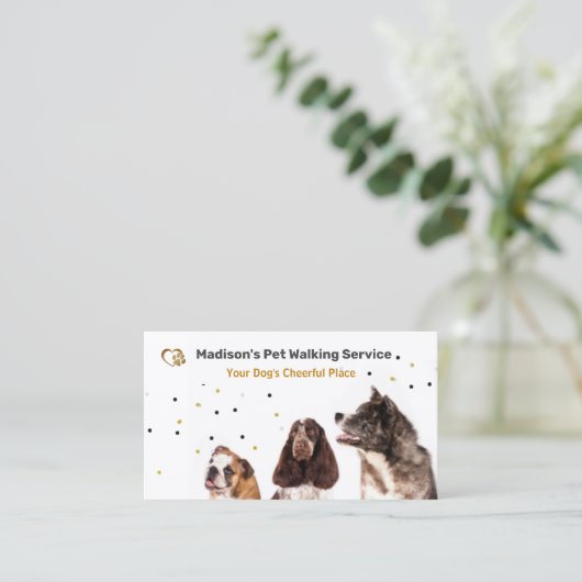 Schattige Dog Walker / Pet Sitter Visitekaartje (Staand voorkant)