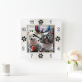 Schattige Dog Wall klok met UW FOTO en NAMEN (Huis)