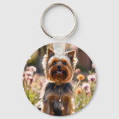 Schattige Dog Your Photo Blush Roze Naam Sleutelhanger (Voorkant)
