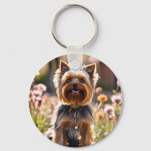 Schattige Dog Your Photo Blush Roze Naam Sleutelhanger (Voorkant)