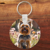 Schattige Dog Your Photo Blush Roze Naam Sleutelhanger (Voorkant)