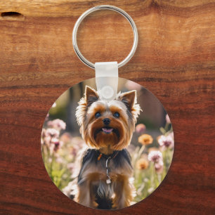 Schattige Dog Your Photo Blush Roze Naam Sleutelhanger