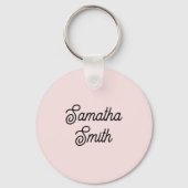 Schattige Dog Your Photo Blush Roze Naam Sleutelhanger (Achterkant)