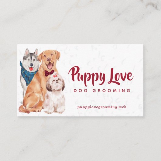 Schattige Dogs Groomer Walker Sitter Visitekaartje (Voorkant)