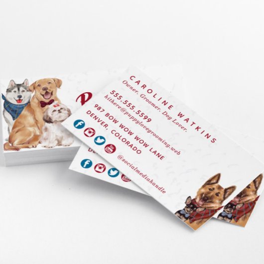 Schattige Dogs Groomer Walker Sitter Visitekaartje