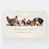 Schattige Dogs Grooming Service Visitekaartje Spandoek (Horizontaal)