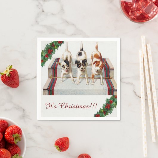 Schattige Dog's "Het is Kerstmis" Servet (Insitu)