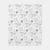 Schattige Dogs Line Drawn Pattern Fleece Deken (Voorkant)