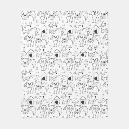 Schattige Dogs Line Drawn Pattern Fleece Deken (Voorkant)
