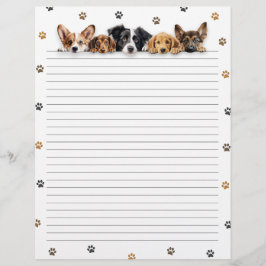 Schattige Dogs Lined Letter Schrijfpapier
