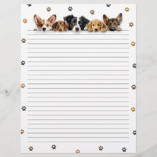 Schattige Dogs Lined Letter Schrijfpapier