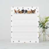 Schattige Dogs Lined Letter Schrijfpapier (Staand voorkant)