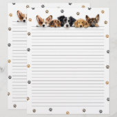 Schattige Dogs Lined Letter Schrijfpapier (Voorkant / Achterkant)