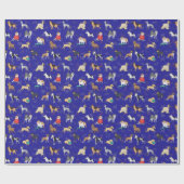 Schattige Dogs Pattern Design Blauw Cadeaupapier (Vlak)