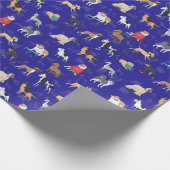 Schattige Dogs Pattern Design Blauw Cadeaupapier (Hoek)