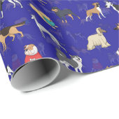 Schattige Dogs Pattern Design Blauw Cadeaupapier (Rol Hoek)