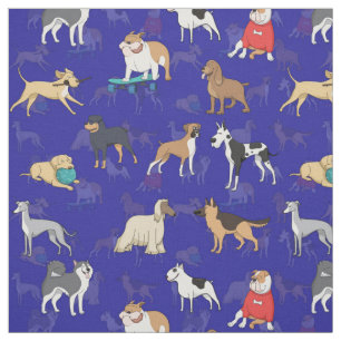 Schattige Dogs Pattern Design Blauw Stof