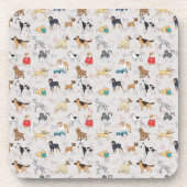 Schattige Dogs Pattern Design Wit Bier Onderzetter (Voorkant)