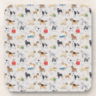 Schattige Dogs Pattern Design Wit Bier Onderzetter