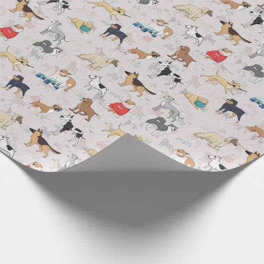 Schattige Dogs Pattern Design Wit Cadeaupapier (Hoek)