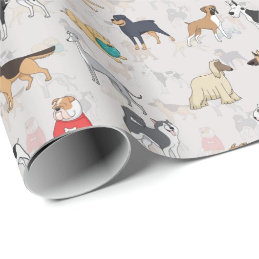 Schattige Dogs Pattern Design Wit Cadeaupapier (Rol Hoek)