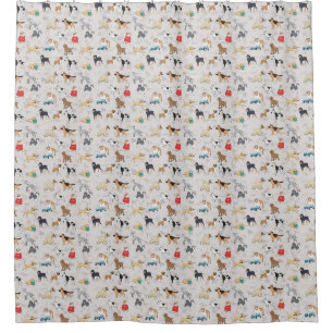 Schattige Dogs Pattern Design Wit Douchegordijn