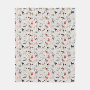 Schattige Dogs Pattern Design Wit Fleece Deken