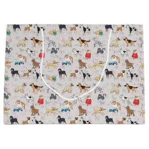 Schattige Dogs Pattern Design Wit Groot Cadeauzakje