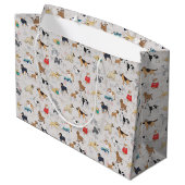 Schattige Dogs Pattern Design Wit Groot Cadeauzakje (Achterkant Gekanteld)