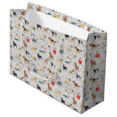 Schattige Dogs Pattern Design Wit Groot Cadeauzakje (Voorkant Gekanteld)