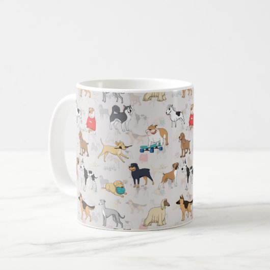 Schattige Dogs Pattern Design Wit Koffiemok (Voorkant links)
