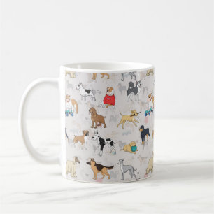 Schattige Dogs Pattern Design Wit Koffiemok