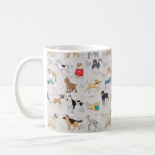 Schattige Dogs Pattern Design Wit Koffiemok (Links)