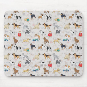 Schattige Dogs Pattern Design Wit Muismat